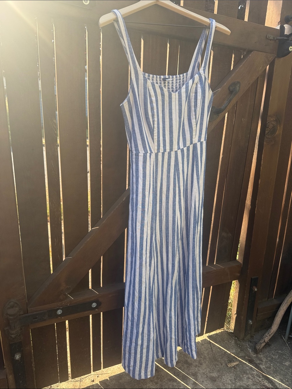 Old Navy Blue and White Striped Midi Dress